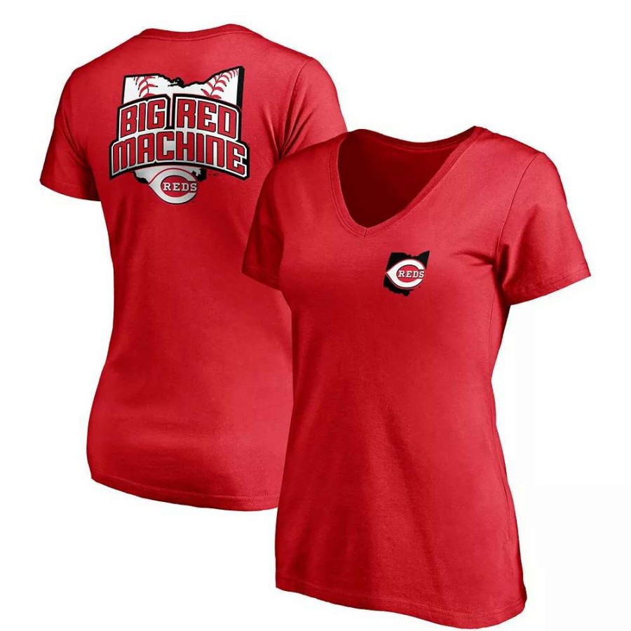 Tops * | Women'S Fanatics Branded Red Cincinnati Reds Hometown V-Neck T-Shirt