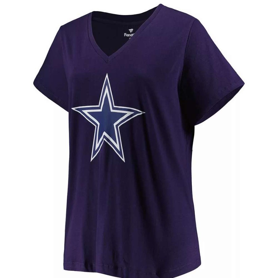 Tops * | Women'S Fanatics Branded Dak Prescott Navy Dallas Cowboys Plus Size Player Name & Number Logo V-Neck T-Shirt