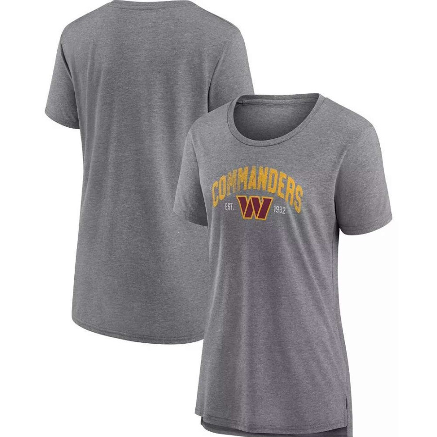 Tops * | Women'S Fanatics Branded Heathered Gray Washington Commanders Drop Back Modern T-Shirt