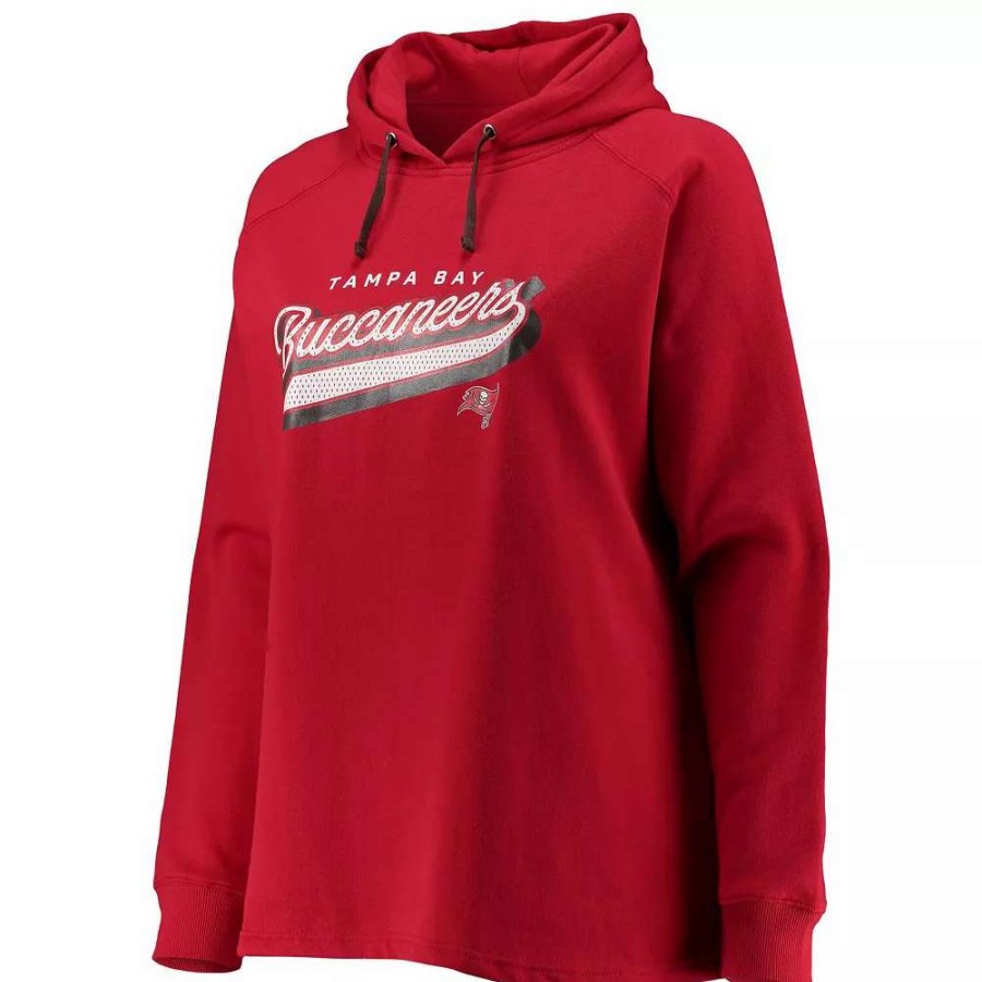 Tops * | Women'S Fanatics Branded Red Tampa Bay Buccaneers Plus Size First Contact Raglan Pullover Hoodie