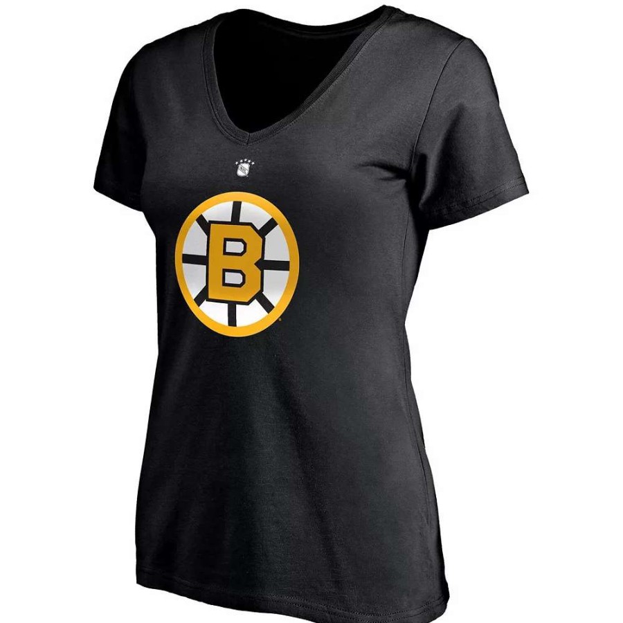 Tops * | Women'S Fanatics Branded Willie O'Ree Black Boston Bruins Authentic Stack Retired Player Name & Number V-Neck T-Shirt