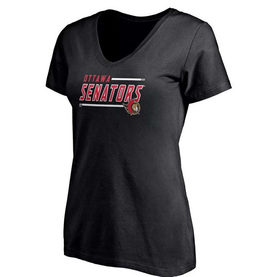 Tops * | Women'S Fanatics Branded Black Ottawa Senators Plus Size Mascot In Bounds V-Neck T-Shirt