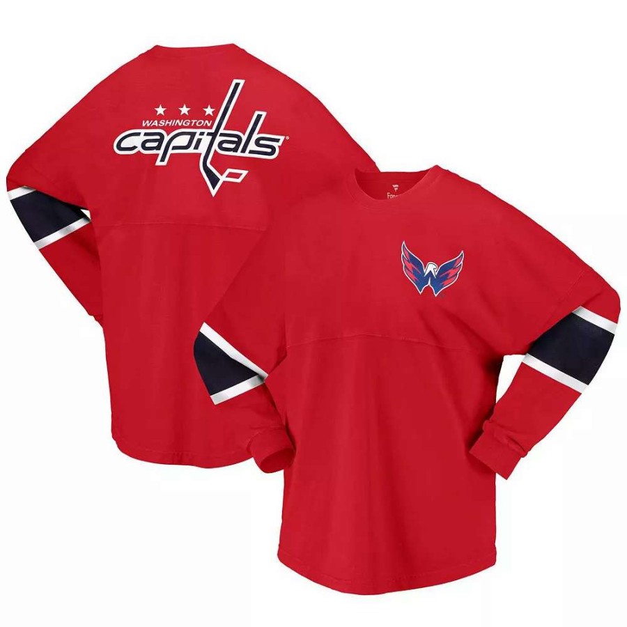 Tops * | Women'S Fanatics Branded Red Washington Capitals Jersey Long Sleeve T-Shirt