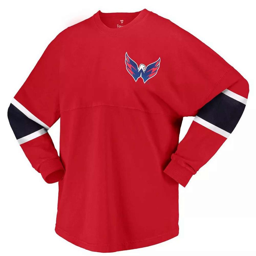 Tops * | Women'S Fanatics Branded Red Washington Capitals Jersey Long Sleeve T-Shirt