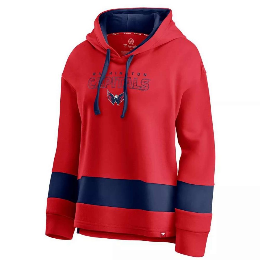 Tops * | Women'S Fanatics Branded Red/Navy Washington Capitals Colors Of Pride Colorblock Pullover Hoodie