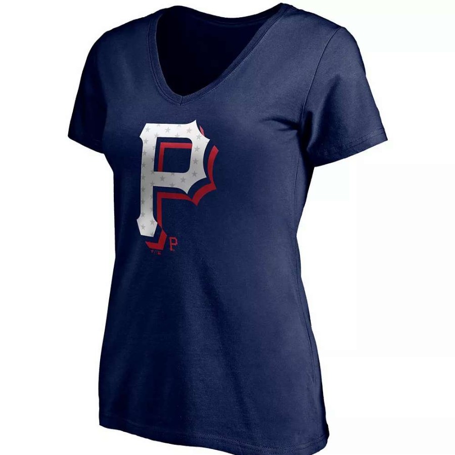 Tops * | Women'S Fanatics Branded Navy Pittsburgh Pirates Red White & Team V-Neck T-Shirt