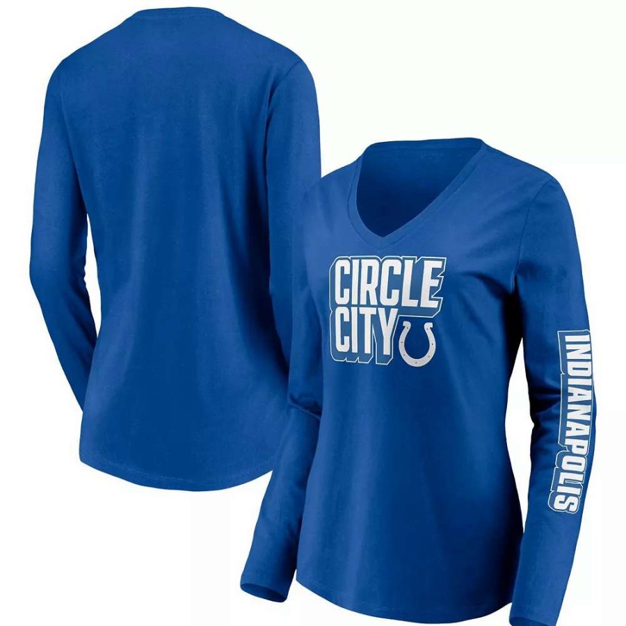 Tops * | Women'S Fanatics Branded Royal Indianapolis Colts Hometown Collection V-Neck Long Sleeve T-Shirt