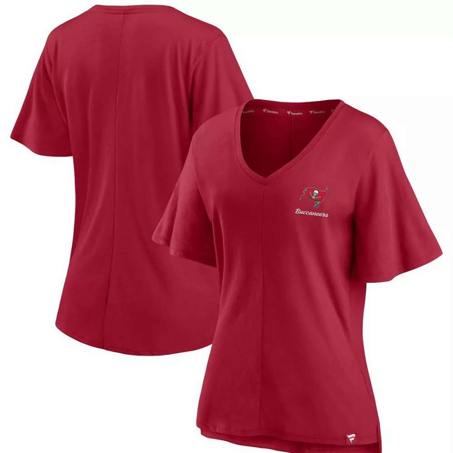 Tops * | Women'S Fanatics Branded Red Tampa Bay Buccaneers Southpaw Flutter V-Neck T-Shirt