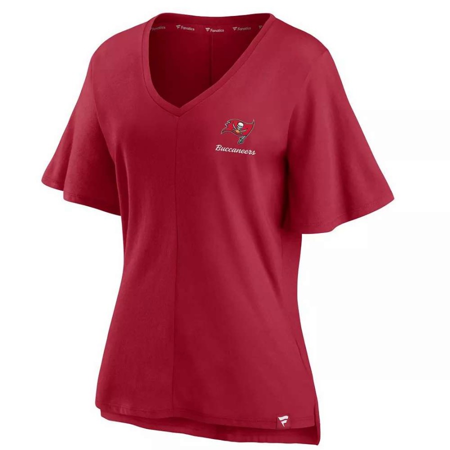 Tops * | Women'S Fanatics Branded Red Tampa Bay Buccaneers Southpaw Flutter V-Neck T-Shirt