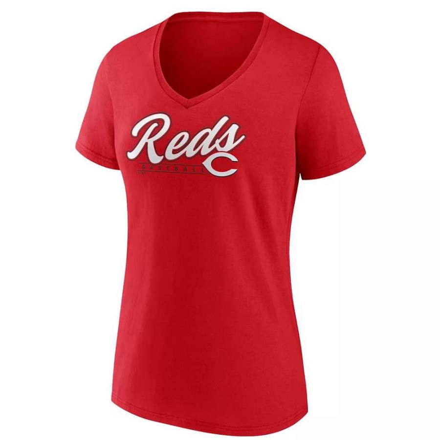 Tops * | Women'S Fanatics Branded Red Cincinnati Reds One & Only V-Neck T-Shirt