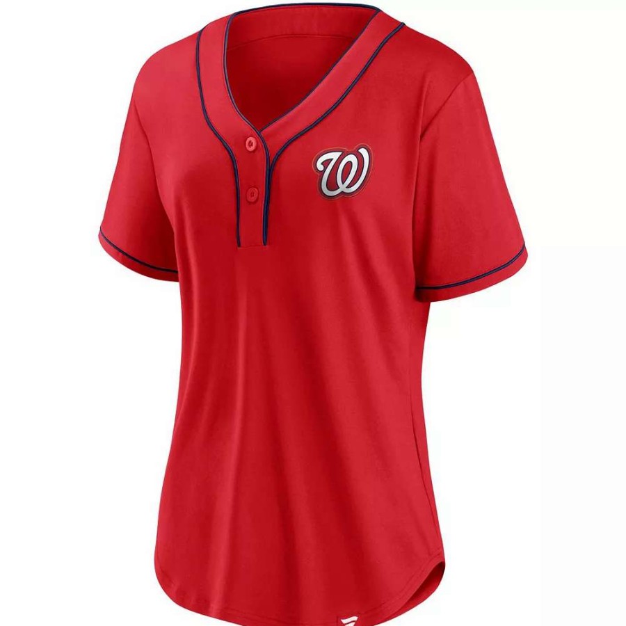 Tops * | Women'S Fanatics Branded Red/Navy Washington Nationals Iconic Diva T-Shirt