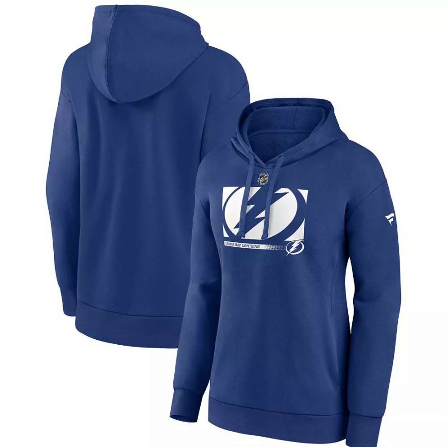 Tops * | Women'S Fanatics Branded Blue Tampa Bay Lightning Authentic Pro Core Collection Secondary Logo V-Neck Pullover Hoodie