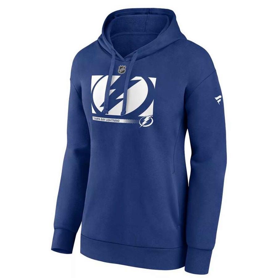 Tops * | Women'S Fanatics Branded Blue Tampa Bay Lightning Authentic Pro Core Collection Secondary Logo V-Neck Pullover Hoodie