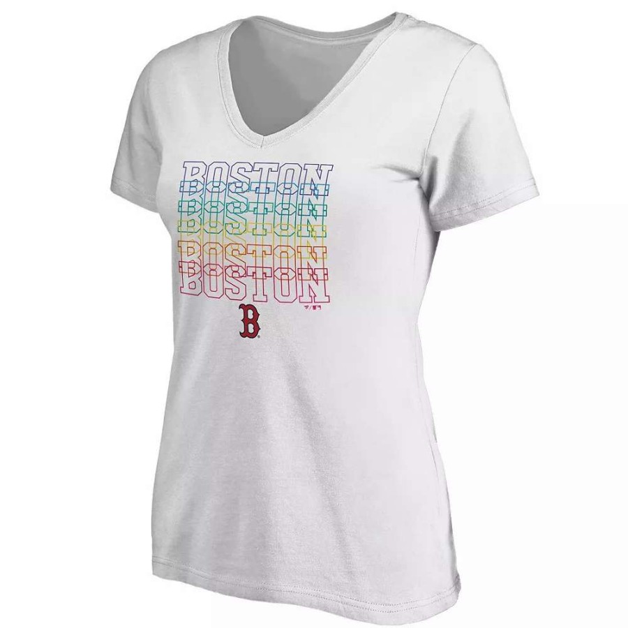 Tops * | Women'S Fanatics Branded White Boston Red Sox City Pride V-Neck T-Shirt