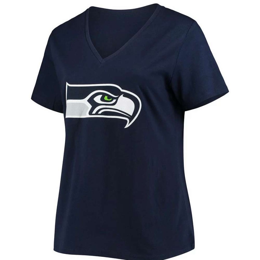 Tops * | Women'S Fanatics Branded Dk Metcalf College Navy Seattle Seahawks Plus Size Name & Number V-Neck T-Shirt