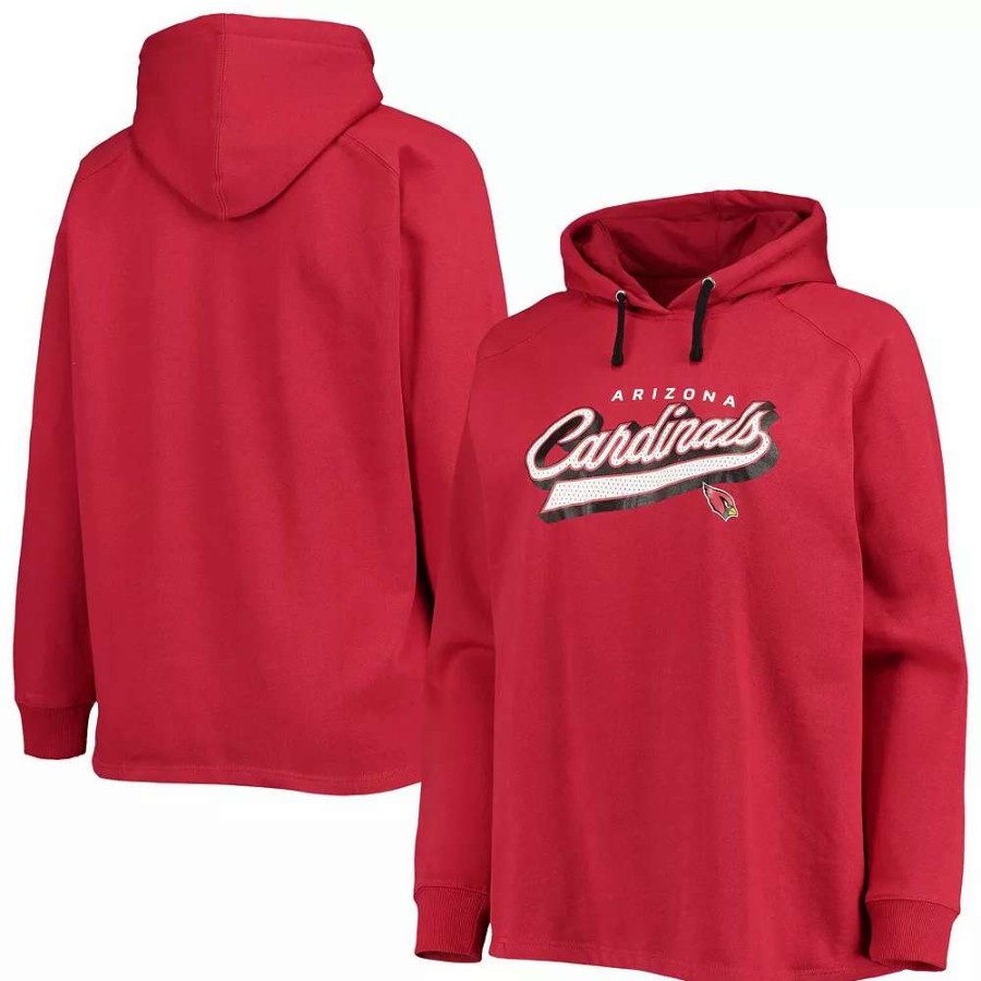 Tops * | Women'S Fanatics Branded Cardinal Arizona Cardinals Plus Size First Contact Raglan Pullover Hoodie