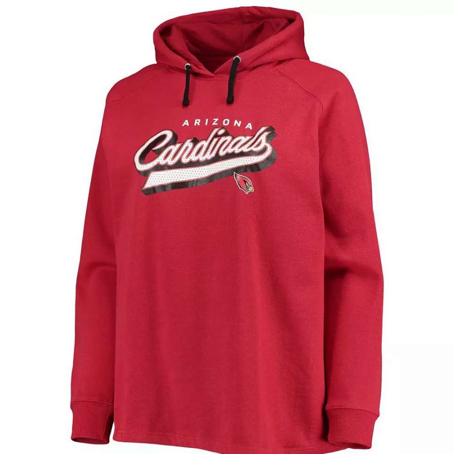 Tops * | Women'S Fanatics Branded Cardinal Arizona Cardinals Plus Size First Contact Raglan Pullover Hoodie