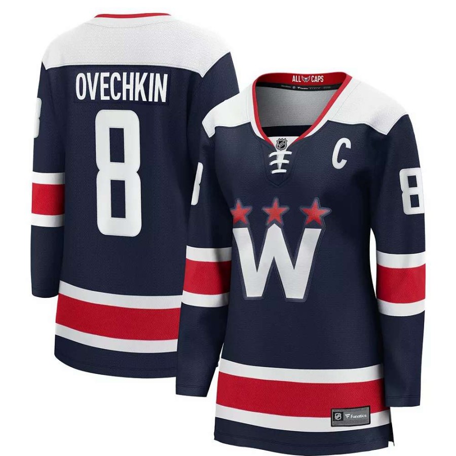 Tops * | Women'S Fanatics Branded Alexander Ovechkin Navy Washington Capitals 2020/21 Alternate Premier Breakaway Player Jersey