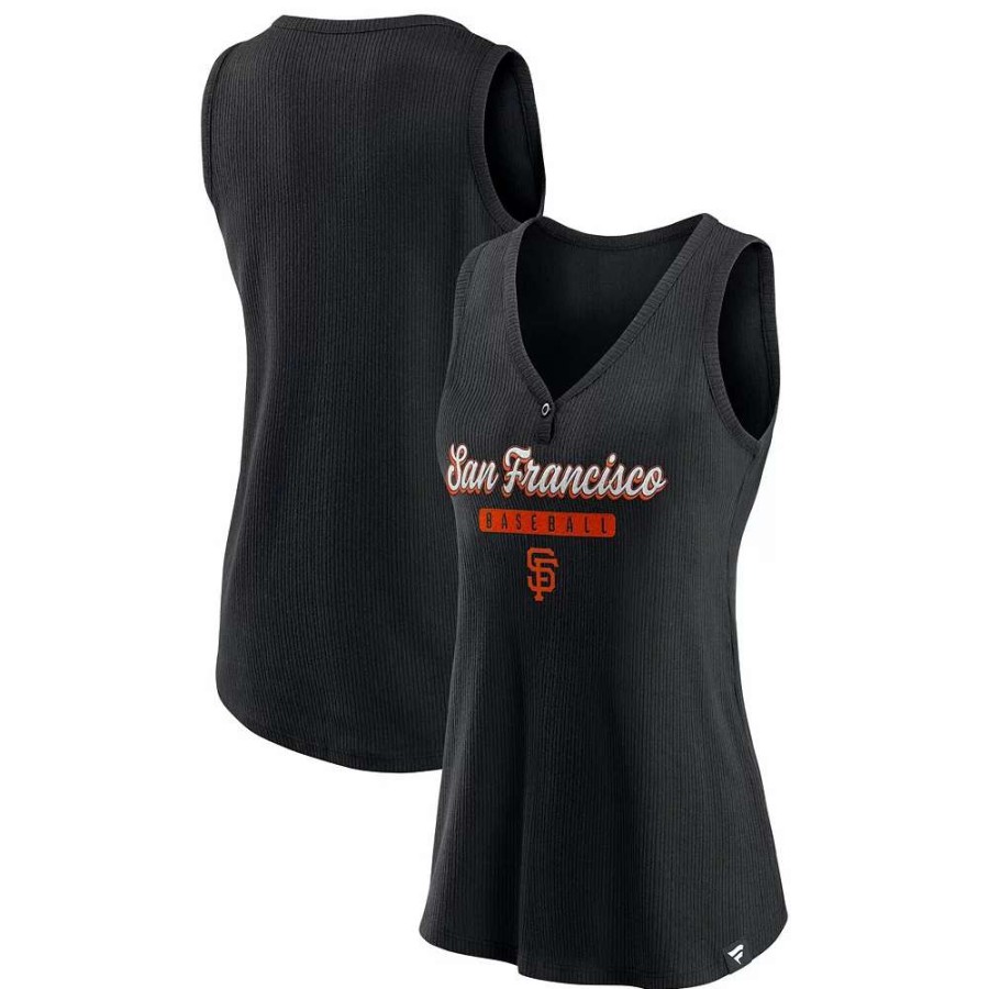 Tops * | Women'S Fanatics Branded Black San Francisco Giants Iconic V-Neck Tank Top