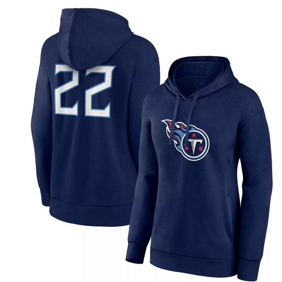 Tops * | Women'S Fanatics Branded Derrick Henry Navy Tennessee Titans Player Icon Name & Number Pullover Hoodie