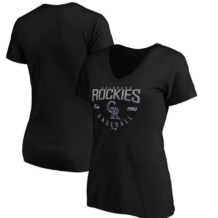 Tops * | Women'S Fanatics Branded Black Colorado Rockies Live For It V-Neck T-Shirt