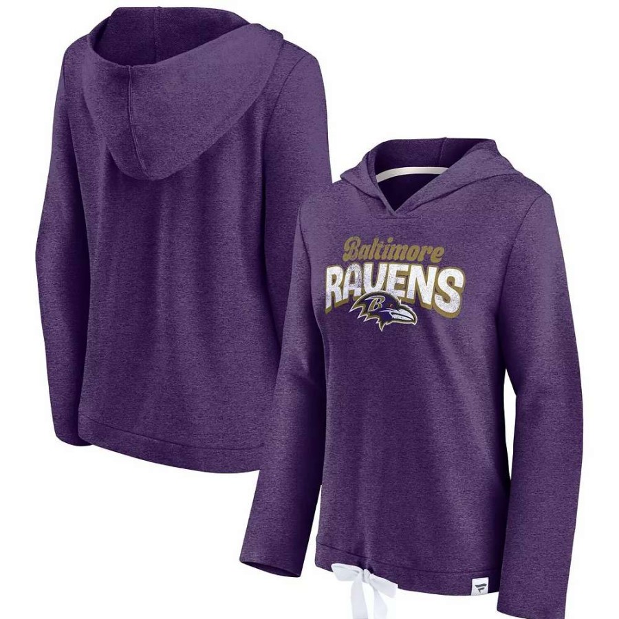 Tops * | Women'S Fanatics Branded Heathered Purple Baltimore Ravens First Team Flowy Pullover Hoodie