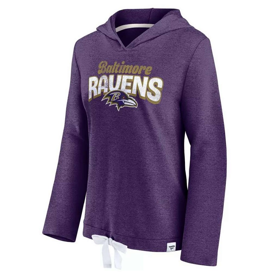 Tops * | Women'S Fanatics Branded Heathered Purple Baltimore Ravens First Team Flowy Pullover Hoodie