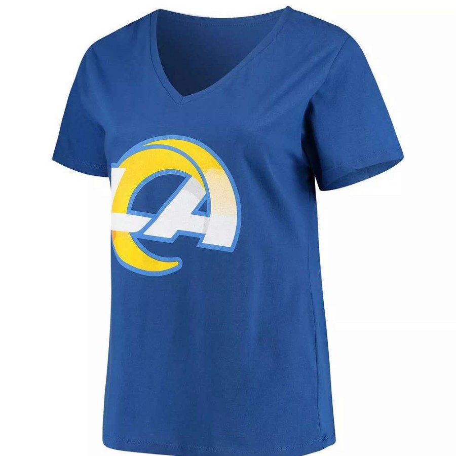 Tops * | Women'S Fanatics Branded Aaron Donald Royal Los Angeles Rams Plus Size Name & Number V-Neck T-Shirt