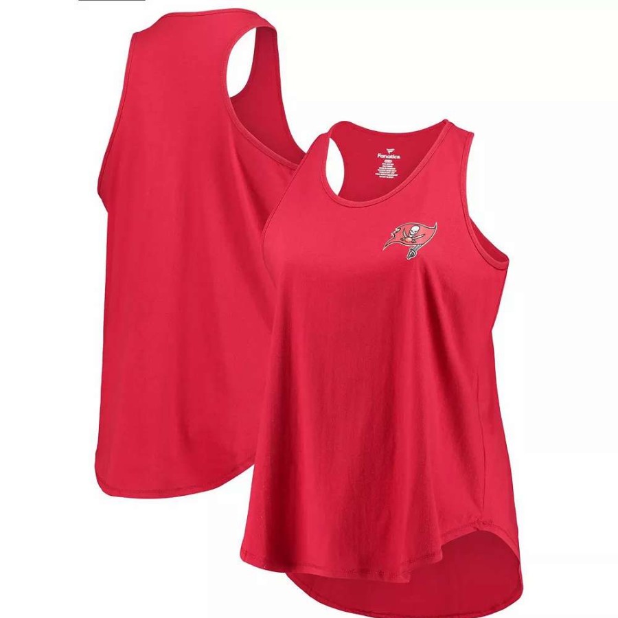 Tops * | Women'S Fanatics Branded Red Tampa Bay Buccaneers Plus Size Racerback Scoop Neck Tank Top