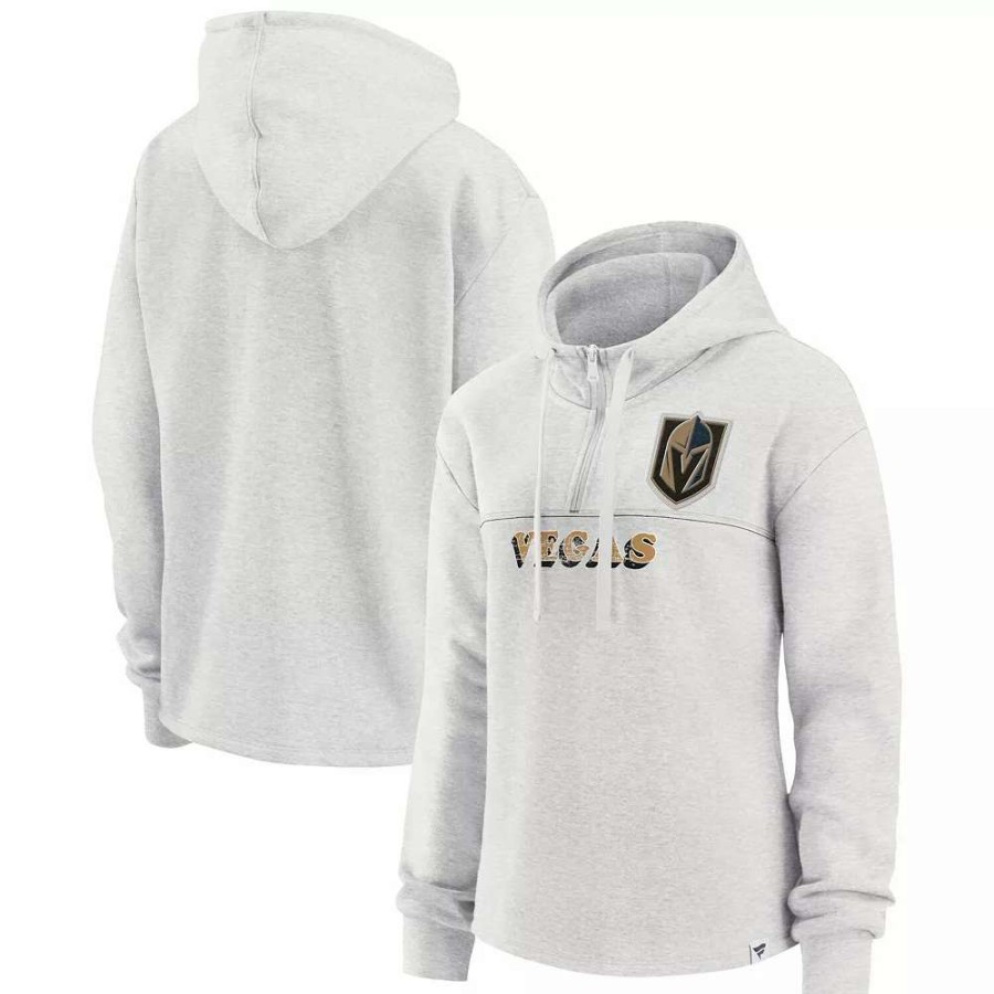 Tops * | Women'S Fanatics Branded Ash Vegas Golden Knights True Classics Legacy Quarter-Zip Hoodie