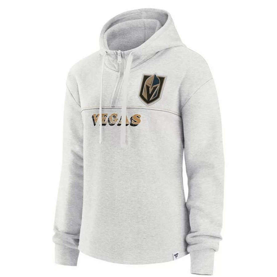 Tops * | Women'S Fanatics Branded Ash Vegas Golden Knights True Classics Legacy Quarter-Zip Hoodie