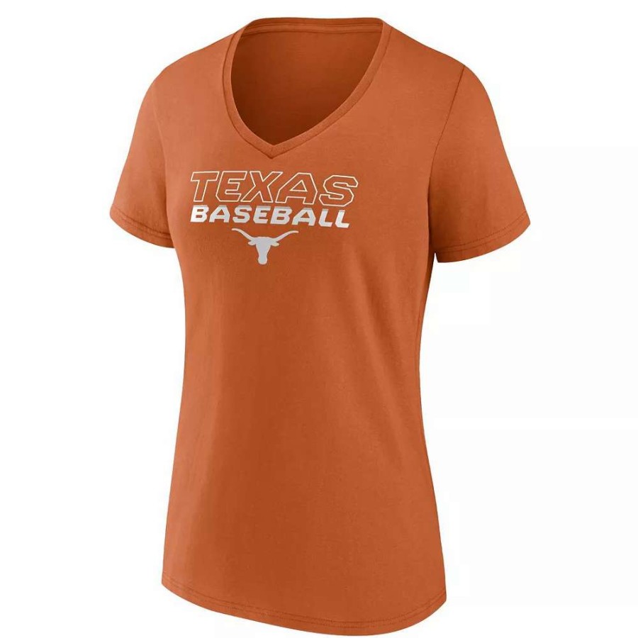 Tops * | Women'S Fanatics Branded Texas Orange Texas Longhorns Clean Stack Baseball V-Neck T-Shirt