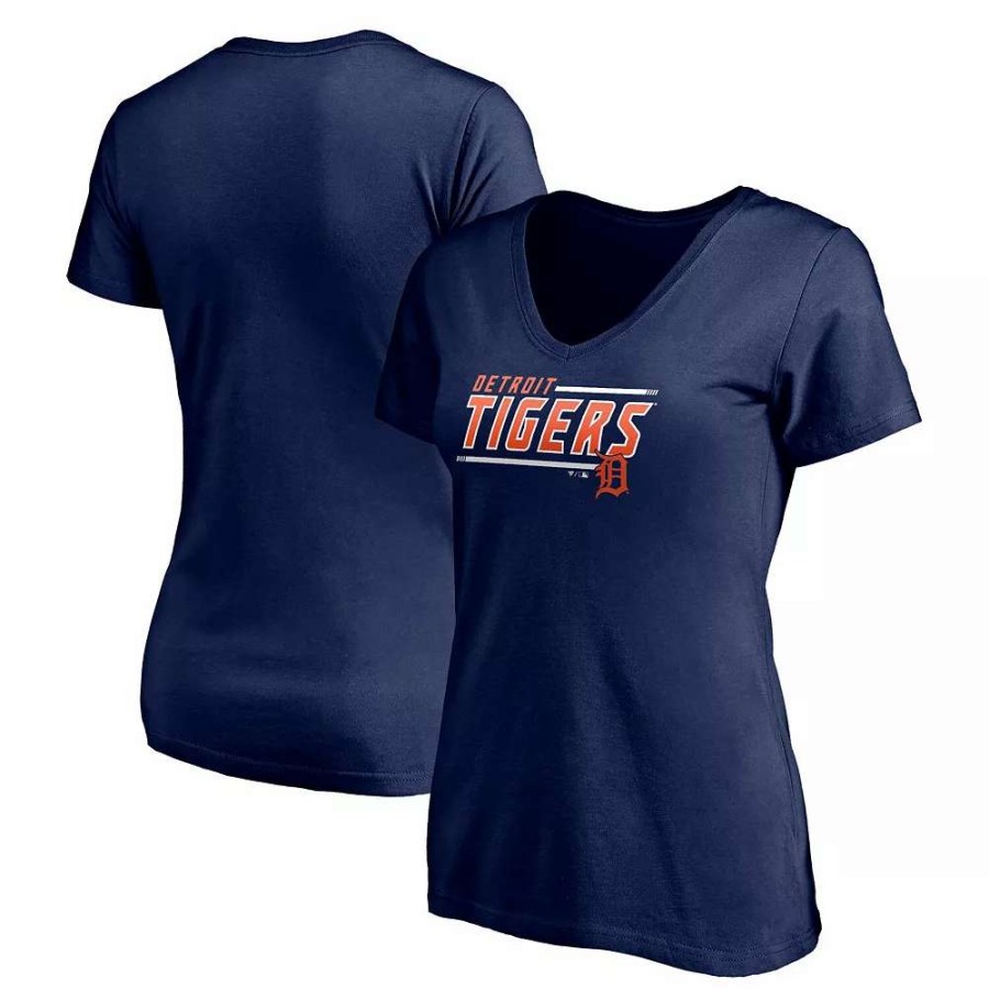 Tops * | Women'S Fanatics Branded Navy Detroit Tigers Mascot In Bounds V-Neck T-Shirt