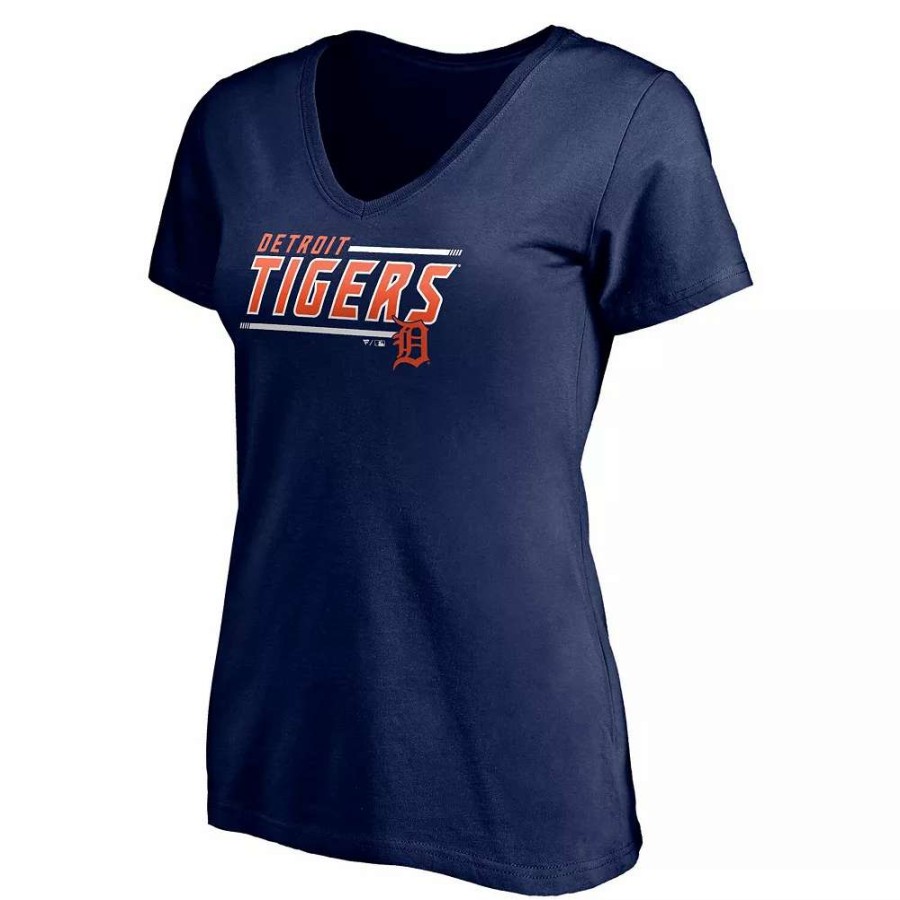 Tops * | Women'S Fanatics Branded Navy Detroit Tigers Mascot In Bounds V-Neck T-Shirt