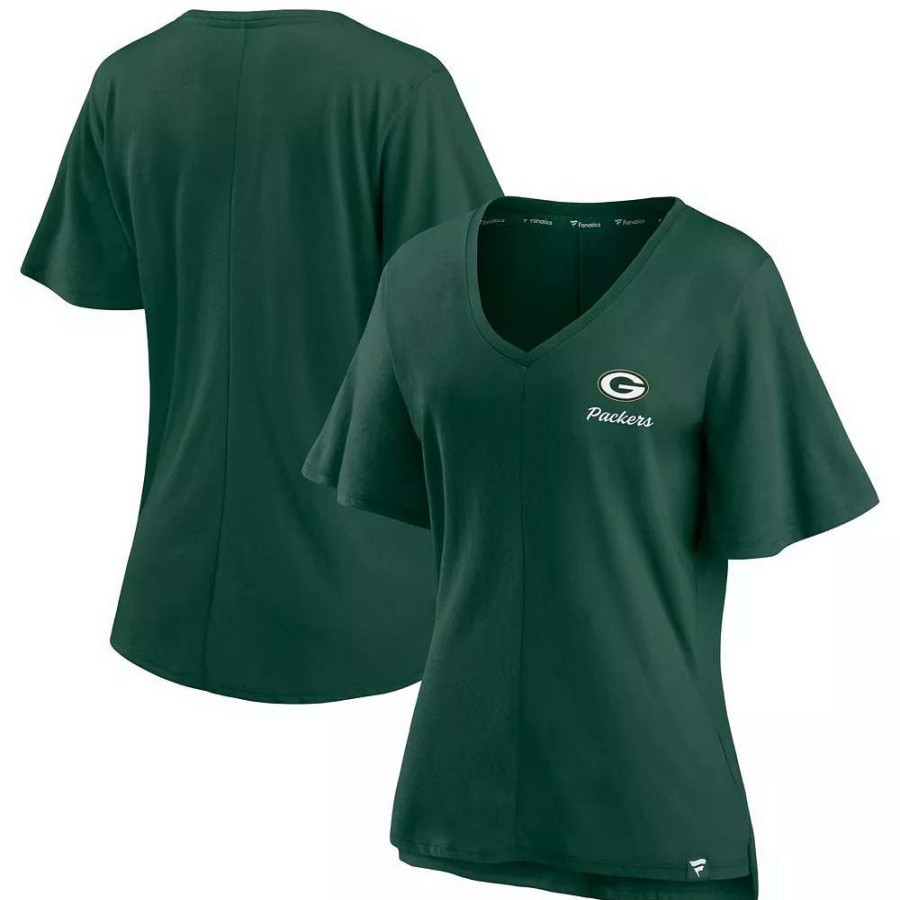 Tops * | Women'S Fanatics Branded Green Green Bay Packers Southpaw Flutter V-Neck T-Shirt