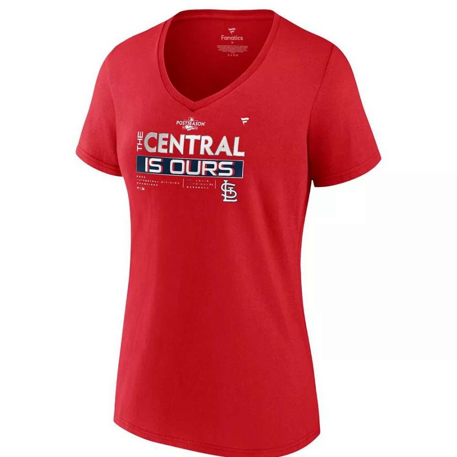 Tops * | Women'S Fanatics Branded Red St. Louis Cardinals 2022 Nl Central Division Champions Plus Size V-Neck T-Shirt