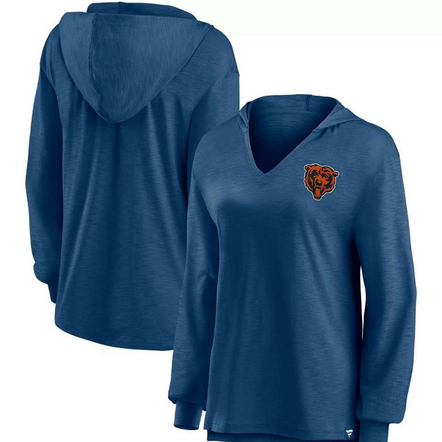 Tops * | Women'S Fanatics Branded Navy Chicago Bears Jumper V-Neck Pullover Hoodie