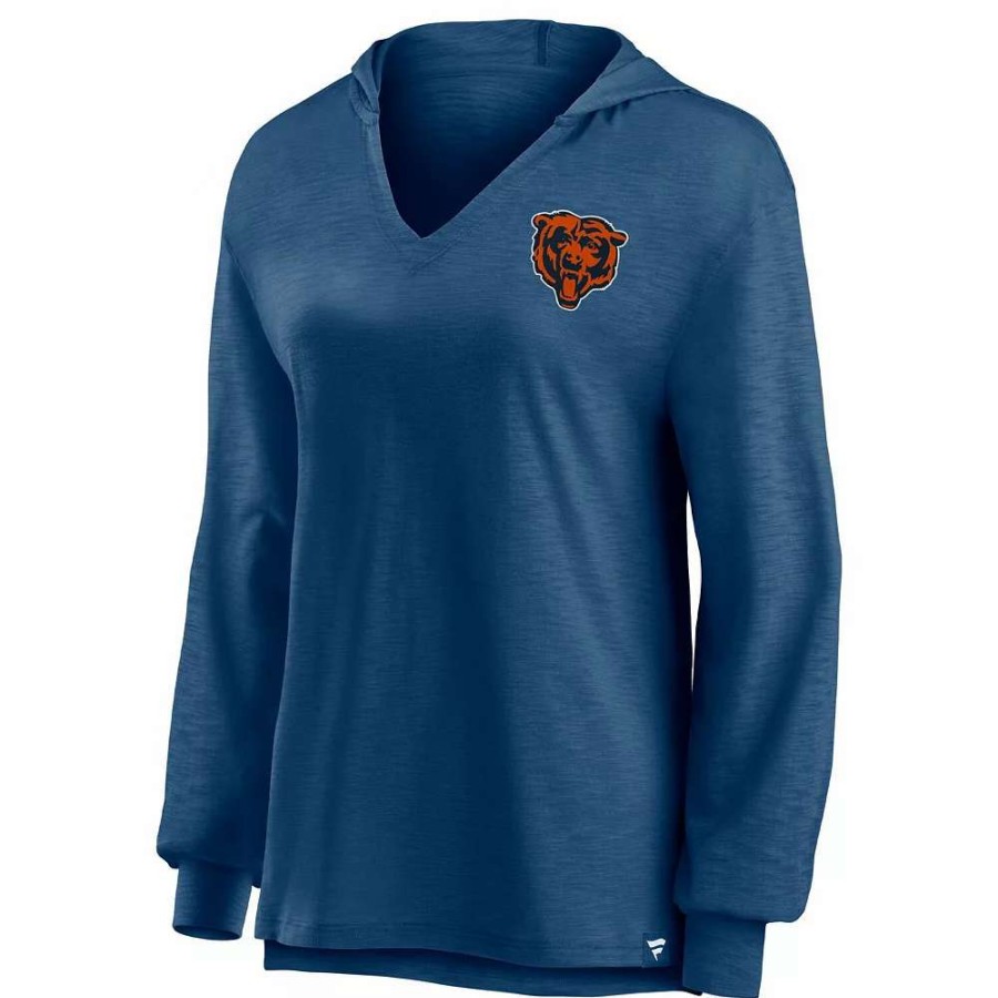 Tops * | Women'S Fanatics Branded Navy Chicago Bears Jumper V-Neck Pullover Hoodie