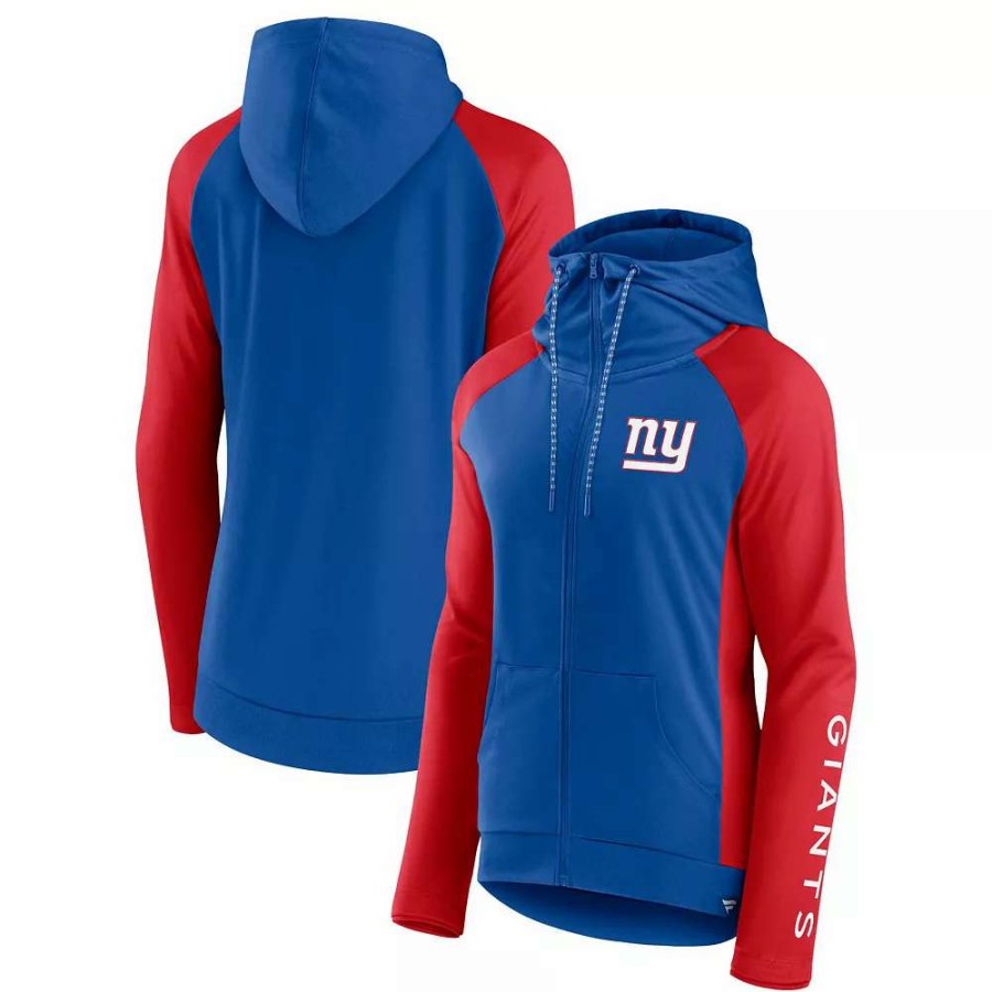 Outerwear * | Women'S Fanatics Branded Royal/Red New York Giants End Around Raglan Full-Zip Hoodie