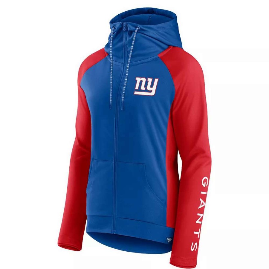 Outerwear * | Women'S Fanatics Branded Royal/Red New York Giants End Around Raglan Full-Zip Hoodie