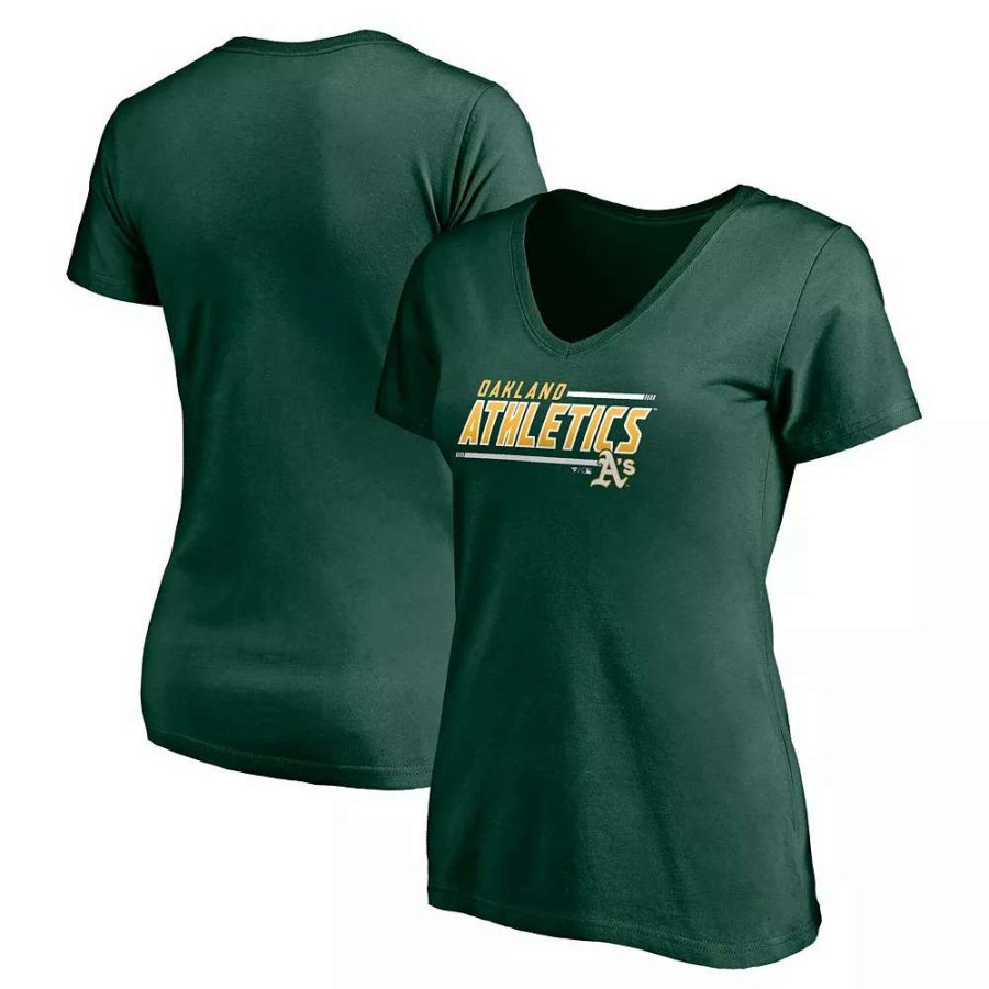 Tops * | Women'S Fanatics Branded Green Oakland Athletics Plus Size Mascot In Bounds V-Neck T-Shirt