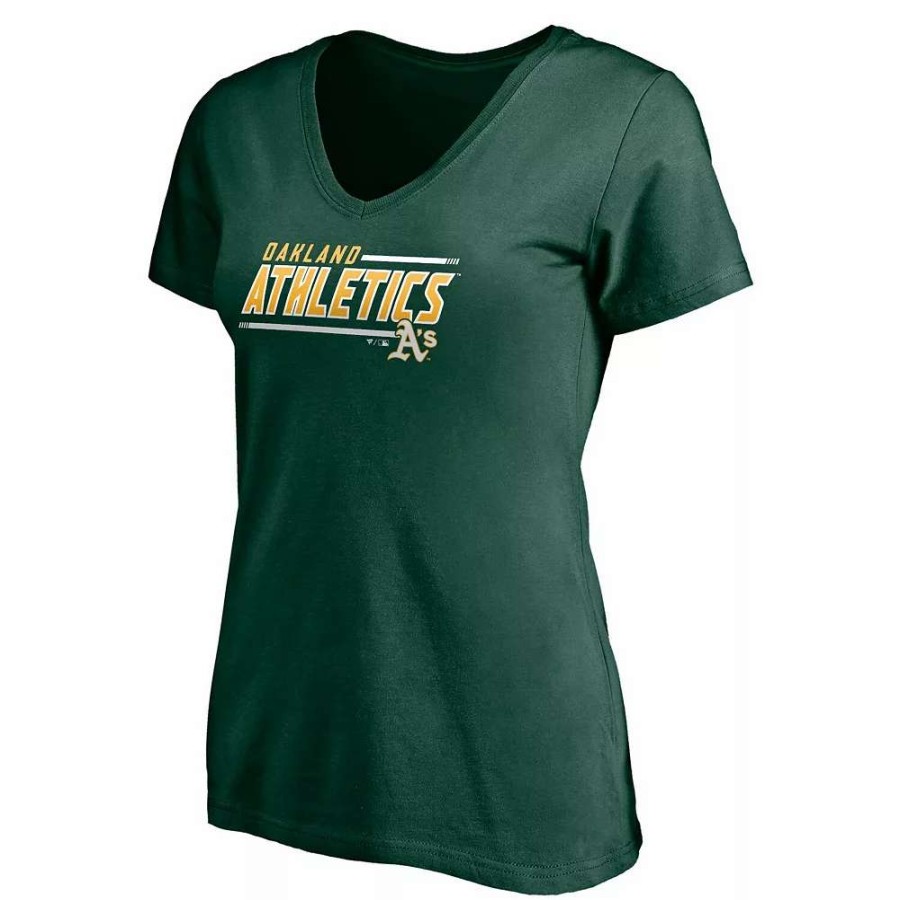 Tops * | Women'S Fanatics Branded Green Oakland Athletics Plus Size Mascot In Bounds V-Neck T-Shirt