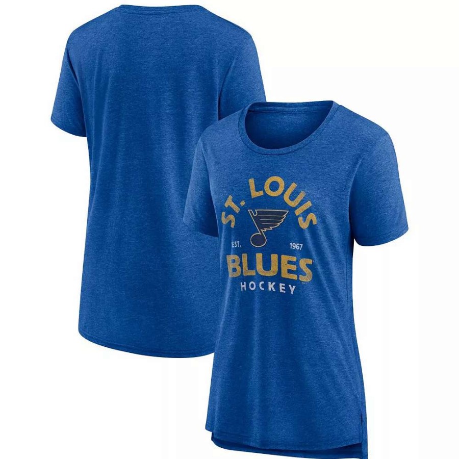 Tops * | Women'S Fanatics Branded Heather Blue St. Louis Blues Vintage Arch Tri-Blend T-Shirt