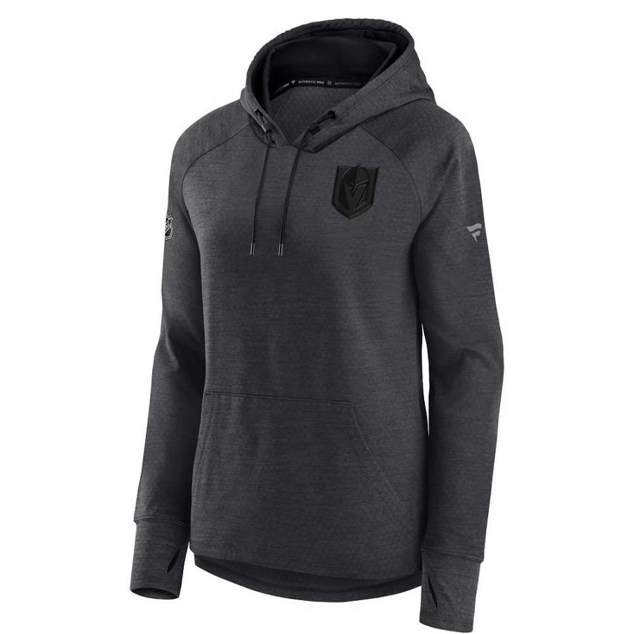 Tops * | Women'S Fanatics Branded Heather Charcoal Vegas Golden Knights Authentic Pro Road Performance Raglan Pullover Hoodie