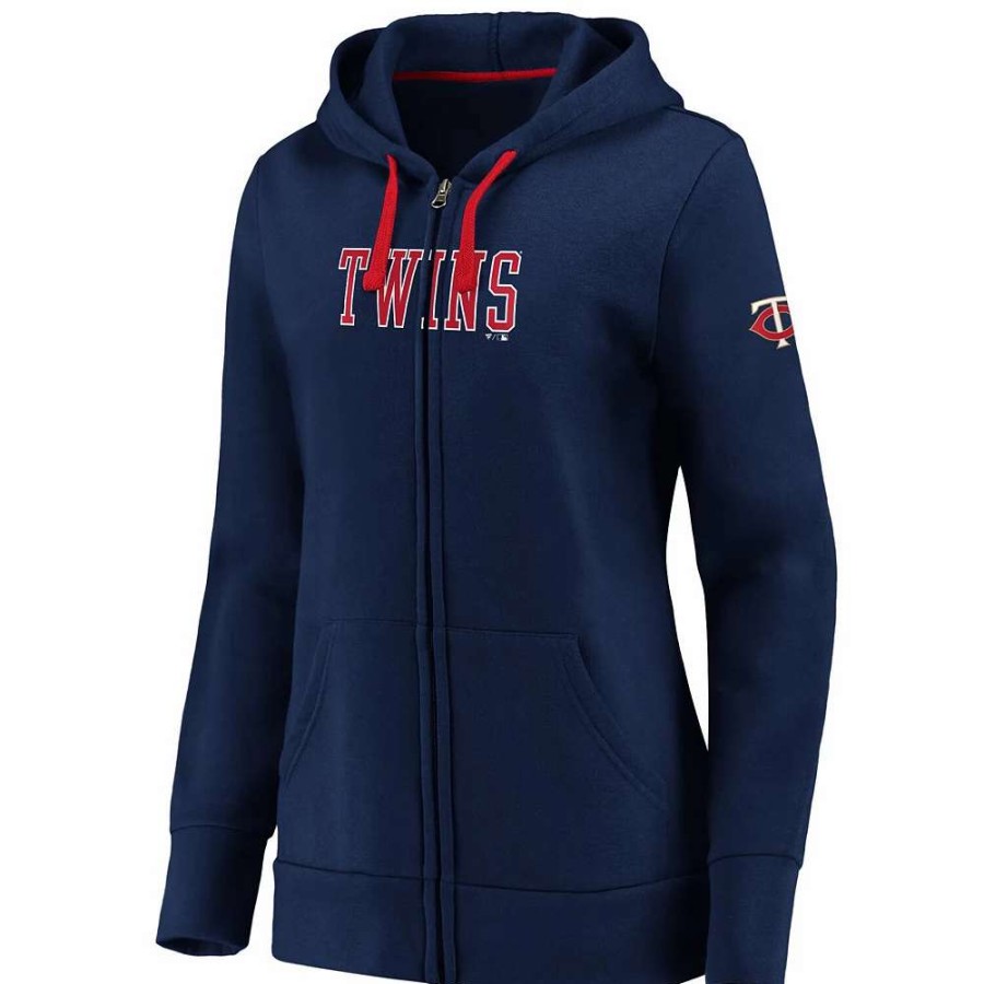 Tops * | Women'S Fanatics Branded Navy Minnesota Twins Primary Logo Team Block Full-Zip Hoodie