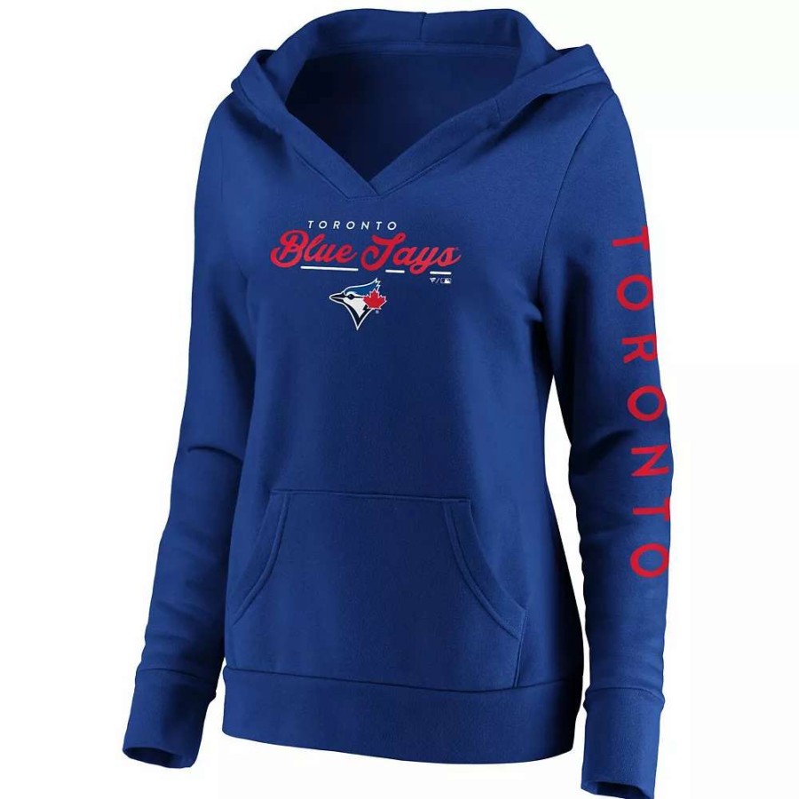 Tops * | Women'S Fanatics Branded Royal Toronto Blue Jays Core High Class Crossover Pullover Hoodie