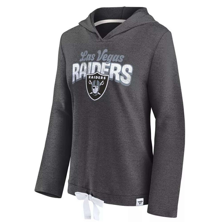 Tops * | Women'S Fanatics Branded Heathered Charcoal Las Vegas Raiders First Team Flowy Pullover Hoodie