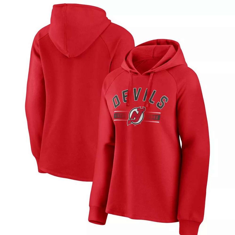 Tops * | Women'S Fanatics Branded Red New Jersey Devils Perfect Play Raglan Pullover Hoodie