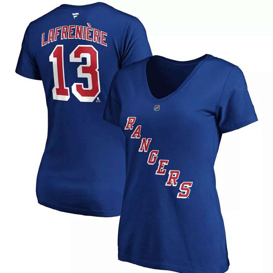 Tops * | Women'S Fanatics Branded Alexis Lafreniere Blue New York Rangers Plus Size Name & Number V-Neck T-Shirt