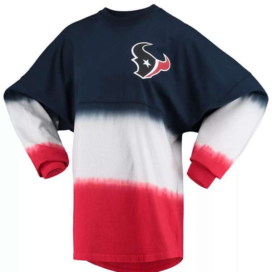 Tops * | Women'S Fanatics Branded Navy/White Houston Texans Ombre Long Sleeve T-Shirt